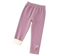 Thermoleggings Mädchen Thermohose Kinderhose Baumwolle Gefütterte Leggings Lange Einfarbig Warm Thermo Leggings Weich Thermounterwäsche Bequem Winterhose Elastische Taille Baby (Red, 2-3 Years)