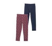 Thermoleggings S.OLIVER JUNIOR, Mädchen, Gr. 140, N-Gr, bunt (burgundy aop, dunkelblau), Fleece, Obermaterial: 66% Polyester, 30% Baumwolle, 4% Elasthan, bedruckt, körpernah knöchellang, Hosen, Weiche