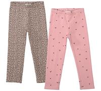 Thermoleggings STACCATO, Mädchen, Gr. 104/110, N-Gr, rosa (rouge, aop, soft nature, aop), Web, Obermaterial: 65% Polyester, 30% Baumwolle, 5% Elasthan, bedruckt, lang, Hosen, 2er Pack Winter-Leggins /