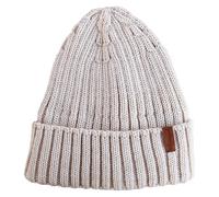 Thermopad Merino-Beanie - cremefarben I Strickmütze für Damen und Herren I Woll-Mütze mit Umschlag I Wintermütze aus Merino-Wolle mit warmem Polarfleece Innenfutter