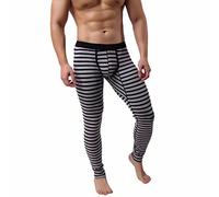 Thermounterhose Herren Lang Winter Thermo Unterhose Leggings Lange Hose aus Baumwolle Warme Thermohose Streifen Skiunterwäsche Funktionsunterwäsche