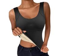 Thermounterwäsche Damen - Innenfleece Base Layer Thermoshirts mit Brustpolster Elastische Tanktops No Steel Loop Zero Binding Thermo-Unterhemden Weste Winter-Gefüttertes Top