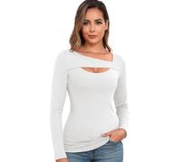 Thermounterwäsche Damen Langarmshirt Thermo Oberteil Elegant Langärmeliges T-Shirt Thermoshirt Basic Longsleeve Top Langarm Unterhemd (Weiß, S)