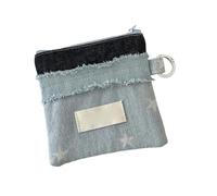 Thewasc Bunte Geldbörse für Mädchen, kompakt, Organizer für Kreditkarten, Münzen, Reisen, unverzichtbar, leicht, Bargeld, Organizer, Kreditkarten-Aufbewahrungsbox, Hellblaue Sterne, Mass Beauty