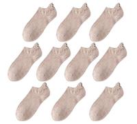 ThiCc 10 Paar Emoji-Socken für Frauen - niedlicher japanischer Stil, Baumwolle, niedrig geschnittene Socken mit gesticktem Lächeln, bequem, rutschfest, Sneaker-Socken, lässiger Alltag, khaki,