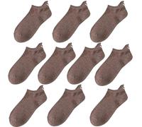 ThiCc 10 Paar Emoji-Socken für Frauen - niedlicher japanischer Stil, Baumwolle, niedrig geschnittene Socken mit gesticktem Lächeln, bequem, rutschfest, Sneaker-Socken, lässiger Alltag, braun,