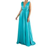 ThiCc Damen-Maxikleid aus Seidensatin - tiefer V-Ausschnitt, ärmellos, hohe Taille, rückenfreies Kleid für Brautjungfern, Hochzeit, Gast, Abend, Abschlussball, Cocktailparty, Urlaub, Insel, Strand,