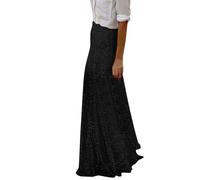 ThiCc Damen Pailletten Maxirock - Glitzer Bodycon Lang Meerjungfrau Rock Elegant Slim Fit Elastische Taille Funkelnd Bodenlang Urlaub Party Abschlussball Ausgehen Club Bling Konzert Outfits, Schwarz ,