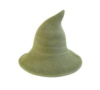 ThiCc Damen Zauberer Hut - Gestrickte Hexenhüte breite Krempe spitze Beanie Faltbare Stilvolle Spire Cap für Cosplay Festival Streetwear Maskerade Kostüm Tägliches Modeaccessoire, grün, Einheitsgröße