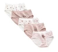 ThiCc Süße Damen-Slips aus Baumwolle - 5er-Pack Kawaii Japanischer Stil Mid Rise Unterwäsche Vollständige Abdeckung Weich Süß Cartoon Bunny Bär Erdbeerdruck Bequem Täglich Höschen, #2, XL