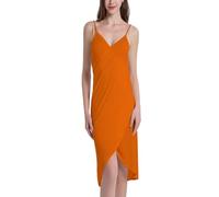 ThiCc Wickelkleid aus Bambus, 2024, Damen, Strandkleid, Spaghettiträger, Sarongs, Strand, rückenfrei, Midi-Kleider, Orange, 36