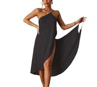 ThiCc Wickelkleid aus Bambus, 2024, Damen, Strandkleid, Spaghettiträger, Sarongs, Strand, rückenfrei, Midi-Kleider, grau, 42