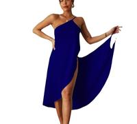 ThiCc Wickelkleid aus Bambus, 2024, Damen, Strandkleid, Spaghettiträger, Sarongs, Strand, rückenfrei, Midi-Kleider, navy, 46