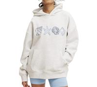 ThiCc Y2K Kapuzenpullover mit Muschel-Grafik, Pullover mit Kängurutasche, Kordelzug, langärmelig, Kapuzen-Sweatshirt, lässig, Streetwear für die Schule, grau, XXL