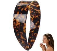 Thick Tortoise Shell Headband with Teeth for Women, 1.5 Inch Wide Acetate Hair Band, Non Slip Retro Plastic Headband, Comfortable No Headache Hair Accessory (Brown)