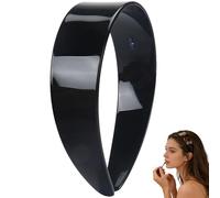 Thick Tortoise Shell Headband with Teeth for Women, 1.5 Inch Wide Acetate Hair Band, Non Slip Retro Plastic Headband, Comfortable No Headache Hair Accessory (Black)