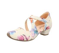Think Shoes Damen Riemchenpumps Aida nachhaltig weiß mit bunten Blumen Größe 38