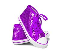 Think Jeck! Pailletten Schuhe Damen Glitzer Sneaker auch als Wendepailletten wählbar Halbhoch Damenschnürer Disco (Lila, 40)