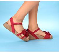 Think Shoes Sandale KOAK 3-000551-5050 Riemchen Leder-Blüten Rot Damen Größe 40