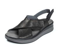 THINK! Damen Meggie_3-000367 chromfrei gegerbte, nachhaltige Wechselfußbett Sandale, 0000 SCHWARZ, 37 EU