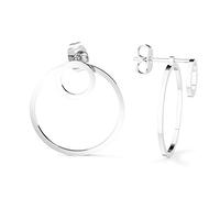 THIORA 2 in 1 Kreis Ohrringe Damen | Edelstahl | Rund Geo Minimalistisch | Ohrstecker Geschenk für Frauen (Silber)