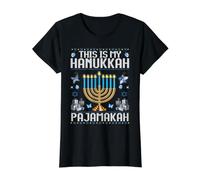 This is My Chanukkah Pyjamakah Funny Ugly Chanukah Jewish Preisgünstiges Grafik-T-Shirt, Damen, Schwarz, M