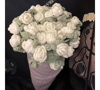THMINS Beginner Crochet Kit - Floral Blanket DIY, Learn to Crochet with Hook & Pattern, Gift for Women, Christmas/Birthday(White)