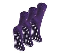 THMO 3er Pack Damen Fleece Antirutsch Socken Thermosocken Winter | Rutschfeste Hausschuh Socken (37-42, Lila)