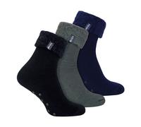 THMO - 3er Pack Herren Anti rutsch Kuschelsocken | Thermo Flauschige Bettsocken | THMO
