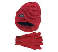 THMO - Damen Thinsulate Fleecefutter Mütze Handschuhe Set für Extreme Kälte (Einheitsgröße, Rot)