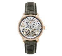 Thomas Earnshaw Brewster ES-8273 Herren-Armbanduhr mit doppeltem Zylinder, 42 mm, mit echtem Lederarmband, grau