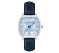 Thomas Earnshaw Herren 39 mm Coussin Automatikuhr mit Lederband ES-8284, blau / grau