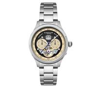 Thomas Earnshaw Herren-Armbanduhr, 43 mm, Baron, großes Datum, Kalender, offenes Herz, Automatikuhr mit massivem Edelstahlarmband, ES-8187-22