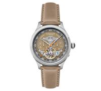 Thomas Earnshaw Herren-Armbanduhr 43mm Baron Grand Date Kalender Automatikuhr mit offenem Herz und Lederband ES-8187, Armband