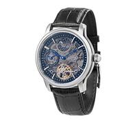 Thomas Earnshaw Longitude Shadow skelettierte Automatikuhr für Herren - 42 mm Edelstahlgehäuse, Echtlederarmband, wasserdicht bis 50 m, Klares Schwarz - ES-8063-04