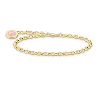 THOMAS SABO Member Charm-Armband mit pinkem Charmista Coin vergoldet 750 Gelbgold Vergoldung, 925 Sterlingsilber, Kaltemail