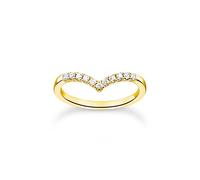 THOMAS SABO Ring V-Form mit weißen Steinen gold 925 Sterlingsilber, 750 Gelbgold Vergoldung