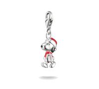 Charm-Einhänger THOMAS SABO "THOMAS SABO x Peanuts Snoopy Santa Edition Charm - Original", silberfarben, schwarz, rot, Charms, Damen, Silber 925 (recycelt), Charm-Einhänger (63421125-0)