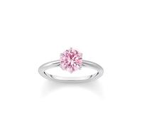 THOMAS SABO 925 Sterling Silver Ring with Pink Brilliant-Cut Stone, Women’s Ring TR2474-051-9-60
