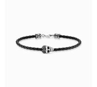 THOMAS SABO Herren Armband Totenkopf silber, aus geschwärztem 925er Sterlingsilber mit schwarzen Zirkonia-Steinen, Länge: 19 cm, A2055-805-11-L19
