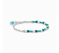 Thomas Sabo Member Charm-Armband mit weißen Perlen, Malachit und Charmista Coin Silber mehrfarbig A2130-158-7-L15V