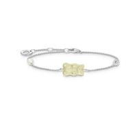Armband THOMAS SABO "THOMAS x HARIBO Schmuck: mit Goldbär" Armbänder Gr. 19, Silber 925 (Sterlingsilber)-Perlen, weiß (silberfarben, kristallweiß, weiß, weiß) Damen (21892351-19) silberfarben, kristallweiß, weiß, kristallweiß, weiß