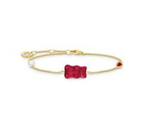 Armband THOMAS SABO "THOMAS x HARIBO Schmuck: mit Goldbär" Armbänder Gr. 19, Silber 925 (Sterlingsilber)-Perlen, rot (gelbgoldfarben, rot, kristallweiß, weiß, kristallweiß) Damen Perlenarmbänder mit Kristallglas, Zirkonia (synth.) - Süßwasserzuchtperle (92056860-19)