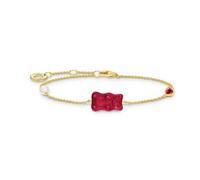 Armband THOMAS SABO "THOMAS x HARIBO Schmuck: mit Goldbär" Armbänder Gr. 19, Silber 925 (Sterlingsilber)-Perlen, rot (gelbgoldfarben, rot, kristallweiß, weiß, kristallweiß) Damen Perlenarmbänder mit Kristallglas, Zirkonia (synth.) - Süßwasserzuchtperle (92056860-19)