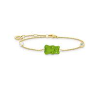 Armband THOMAS SABO "THOMAS x HARIBO Schmuck: mit Goldbär" Armbänder Gr. 19, Silber 925 (Sterlingsilber)-Perlen, grün (gelbgoldfarben, grün, kristallweiß, weiß, kristallweiß) Damen Perlenarmbänder mit Kristallglas, Zirkonia (synth.) - Süßwasserzuchtperle (31597013-19)