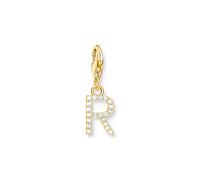 Thomas Sabo Anhänger Charm-Club Buchstabe R Vergoldet Gelbgold Zirkonia Weiß 1981-414-14