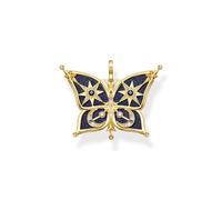 THOMAS SABO Kettenanhänger »Schmetterling Stern & Mond, PE929-945-7, PE929-963-7«, mit Glas-Keramik Stein, Sandstein-Imitat, Spinell (synth), Zirkonia (synth), gelbgoldfarben-mehrfarbig