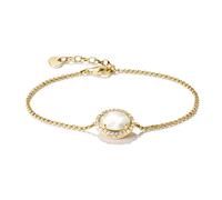 Armband THOMAS SABO "Fluid Elegance Armband gelbgoldfarben" Gr. 19, gelbgoldfarben, kristallweiß, weiß, kristallweiß, Armbänder, Damen, 19, Metall, Armband, mit Zirkonia (synth.) - mit Perlmutt (64895