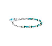 Thomas Sabo Member Charm-Armband mit weißen Perlen, Malachit und Charmista Coin Silber mehrfarbig A2130-158-7-L15V