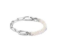 Thomas Sabo Connect C1209-082-14-L17 - Charm Armband Perlen und Paperclip mit einem Connect Link - Silber + Zuchtperle - 17 cm